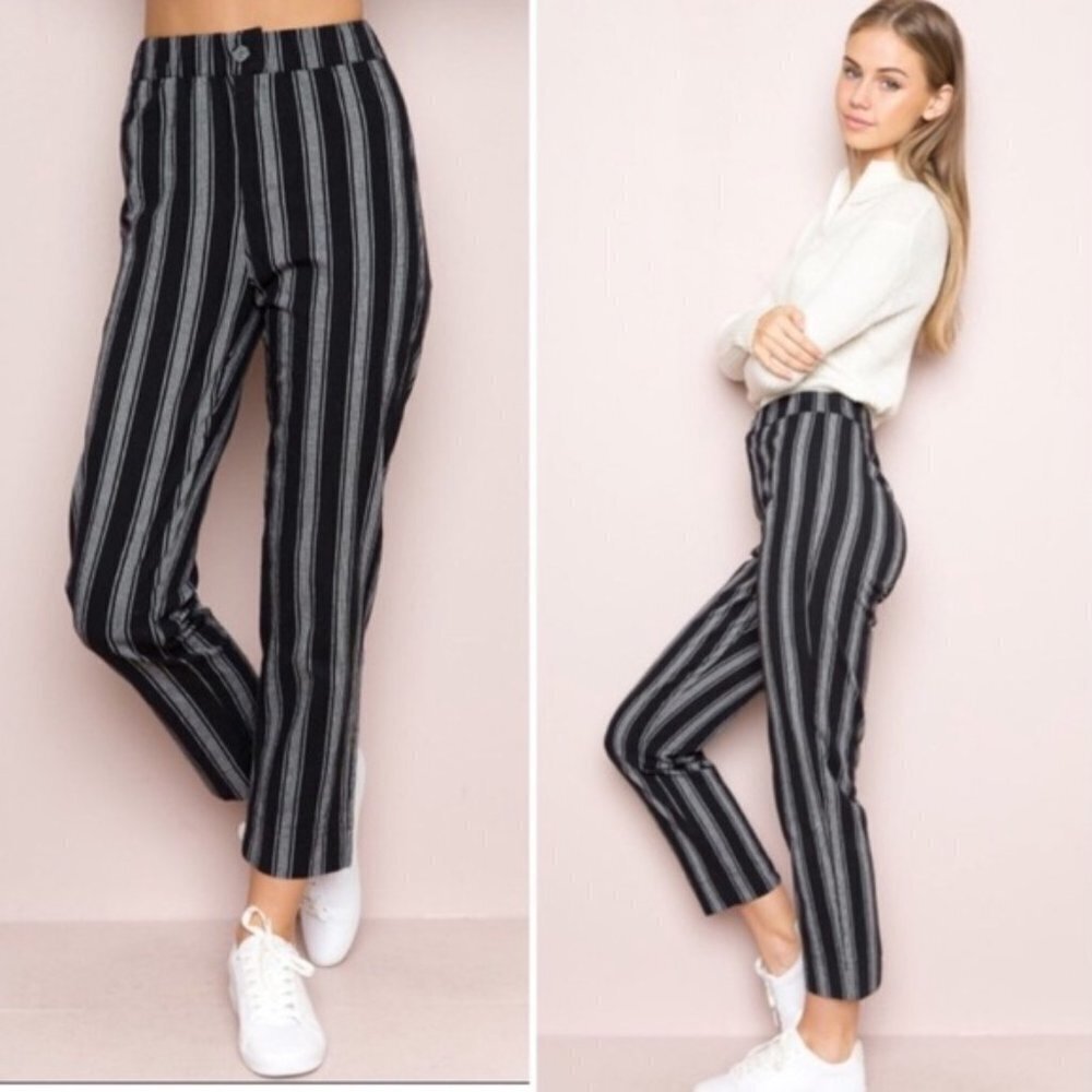🦋 BRANDY MELVILLE Tilden Black Gray Stripe Pants One Size